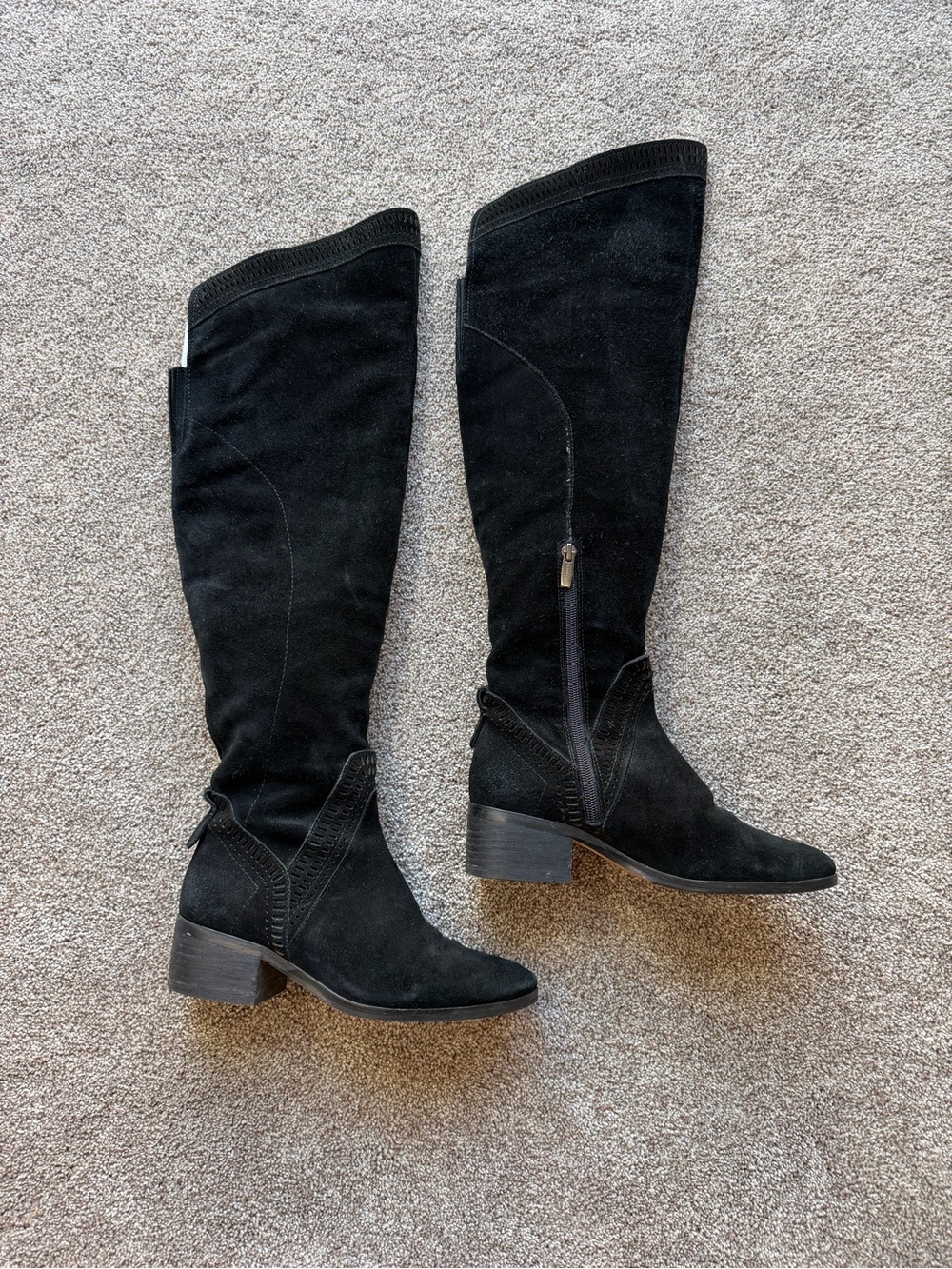 Vince Camuto Black Suede Block Heel Over the Knee Boot Size 6.5